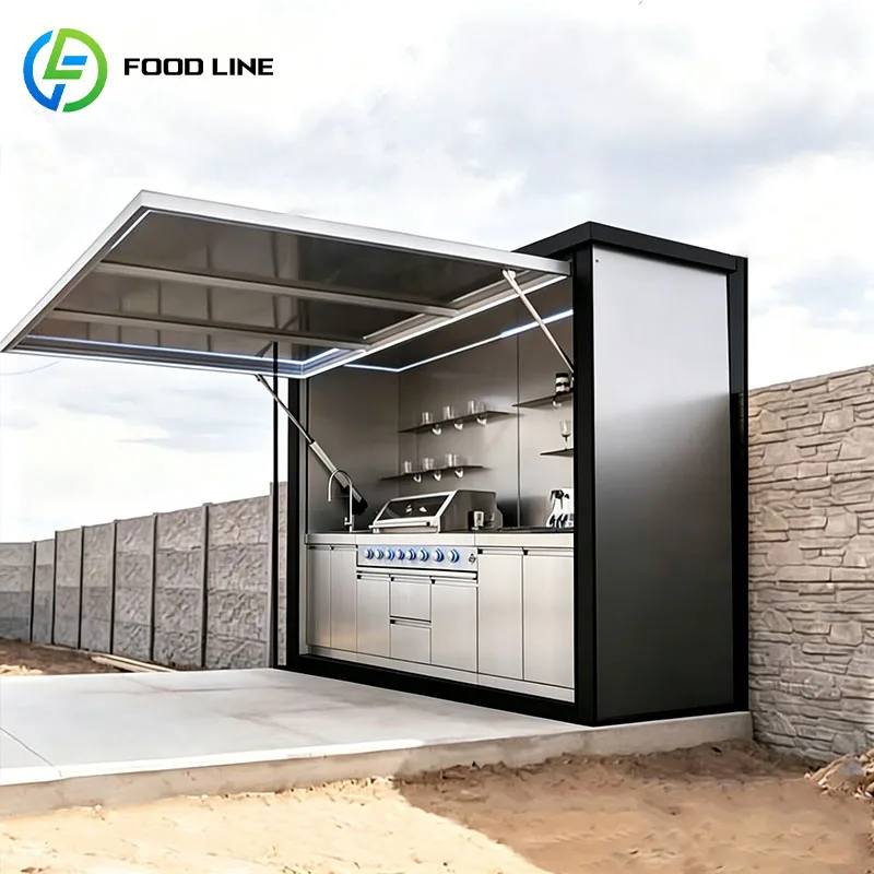 Prefab Outdoor Kitchen Island BBQ Grill Built In Grill Pizza Oven Sink Storage Cabinet Patio Cooking Customized