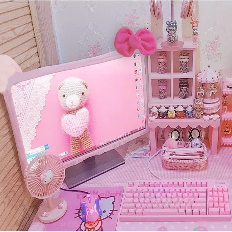 

Cute cartoon bowknot desktop computer 14-32 inches monitor dust cover protective cover frame cover