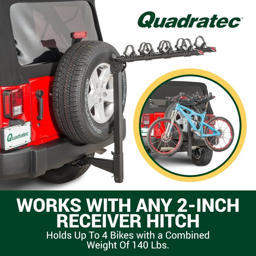 Складная стойка для 4 велосипедов — совместима с любым 2-дюймовым приемником — вмещает до 4 велосипедов с комбинированным весом 140 фунтов. -