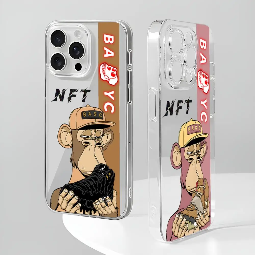 Sports Brand Shoe NFT Ape Club Phone Case New For IPhone 16 15 14 12 13 11 Pro Max Mini X XR XS Plus Black Silicone Transparent