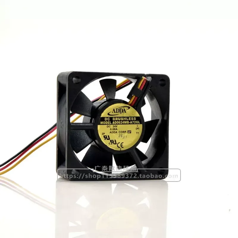 Original ADDA 6025 24V 0.08A AD0624MB-A72GL 3-Wire Ball Bearing Inverter Fan for Electronics Cooling 6CM