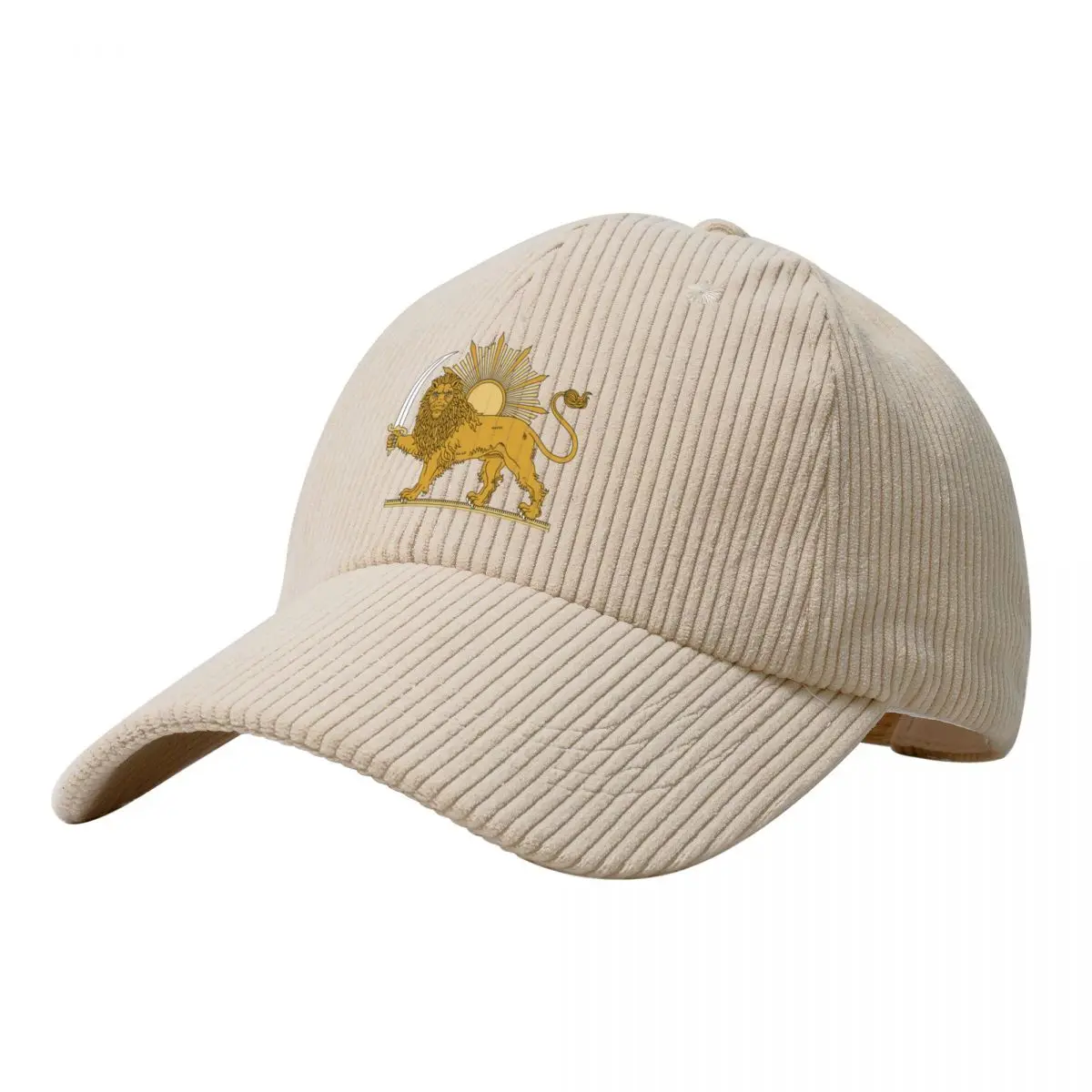 

Lion and Sun Persian Emblem Corduroy Baseball Cap Thermal Visor hard hat Caps For Men Women's