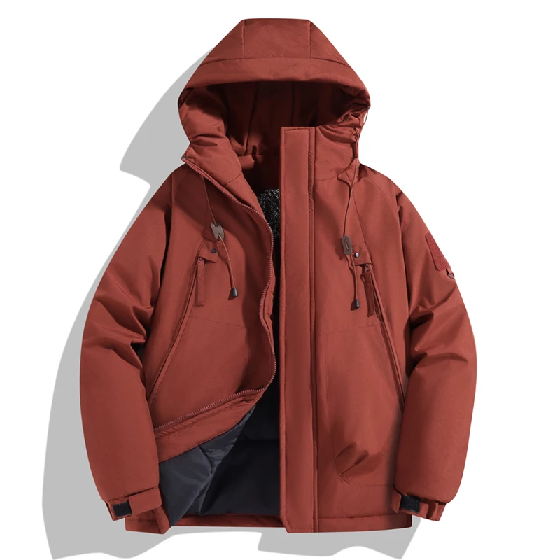 

Windbreakers Men Hooded Jacket Zipper Coat Cargo Waterproof Black Versatile and Camping Look Thin Softshell Hooded Hiking Jacket