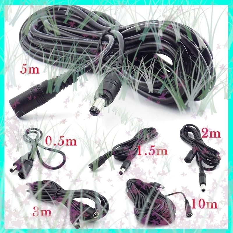 0.5/1.5/2/3/5/10M 12V 20AWG Cavo di Alimentazione DC Cavo di Prolunga Femmina a Maschio Spina Adattatore Cavi di Alimentazione 5.5x2.1mm Per CCTV Camera E3