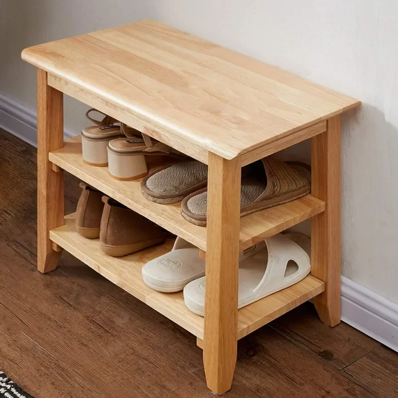 Storage Bench Wooden Shoe Simple Style Wood Entryway Rack