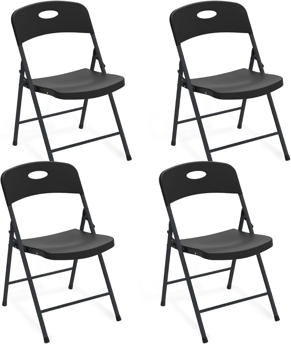 

Комплект из 4 пластиковых складных стульев, сверхмощная емкость 350 фунтов для использования на открытом воздухе и в помещении, портативные коммерческие сиденья