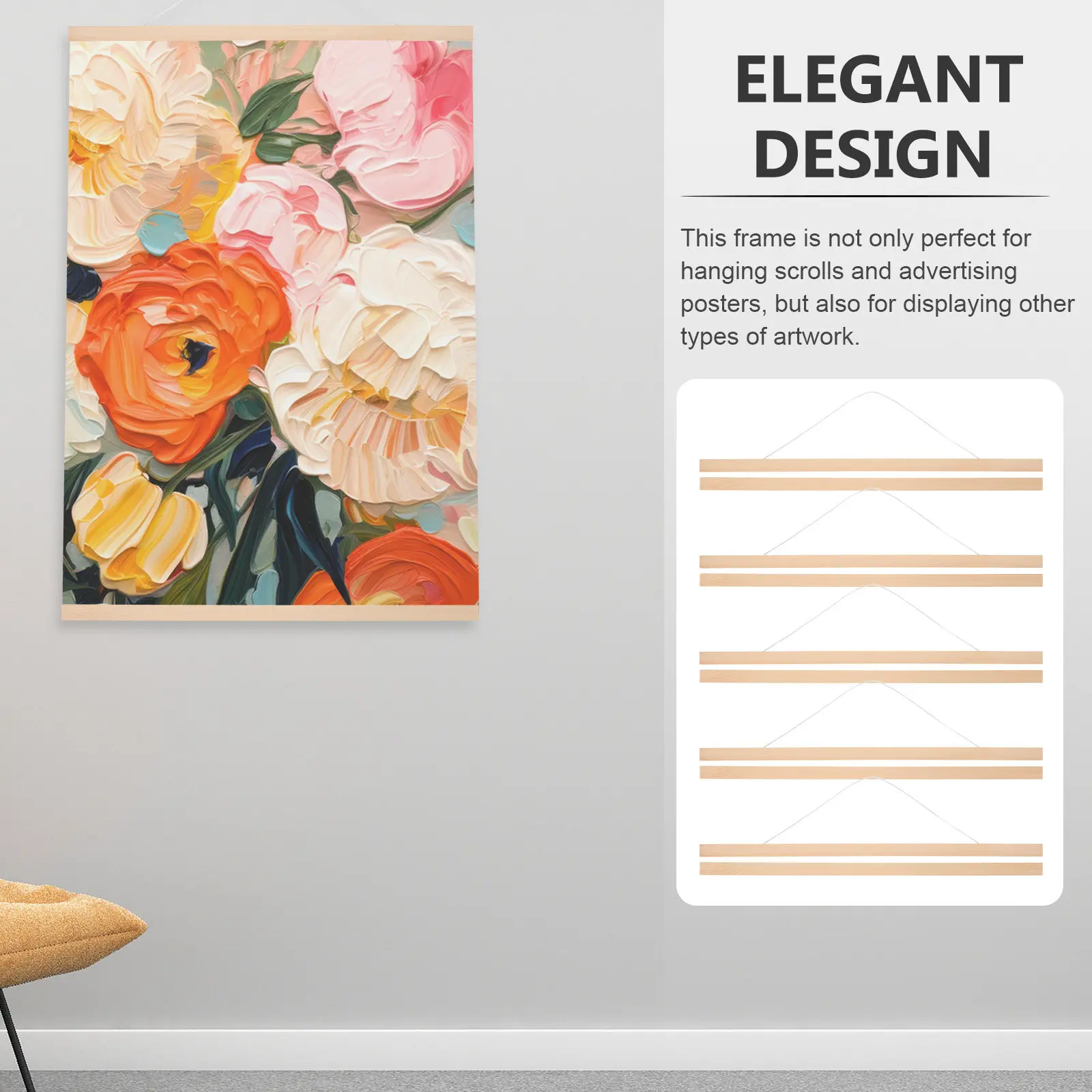 

Набор из 5 деревянных кронштейнов для плакатов, подвесных штанг для картин, рекламных постеров, фотографий, для студии, дома, офиса, настенного декора