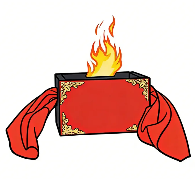 

Шелковый фокус с огнем/магия огненной коробки - Комедийный сценический реквизит для фокусов, появляющийся шарф, огненная иллюзия, трюк для фокусников