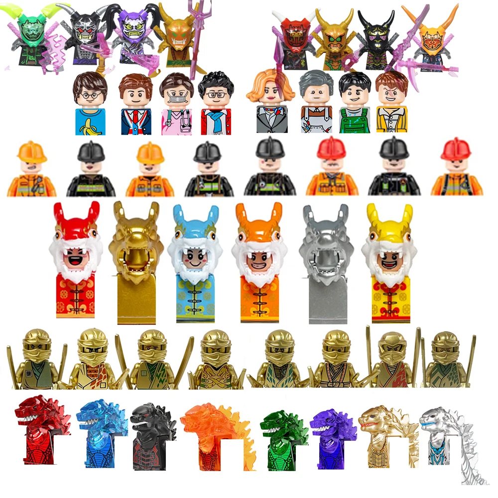 Ninjas Anime Figure Building Blocks Set para Crianças, Brinquedo De Montagem, Personagens Modelo, Estatueta, Tijolos De Alta Qualidade, Presente De Aniversário, 8Pcs