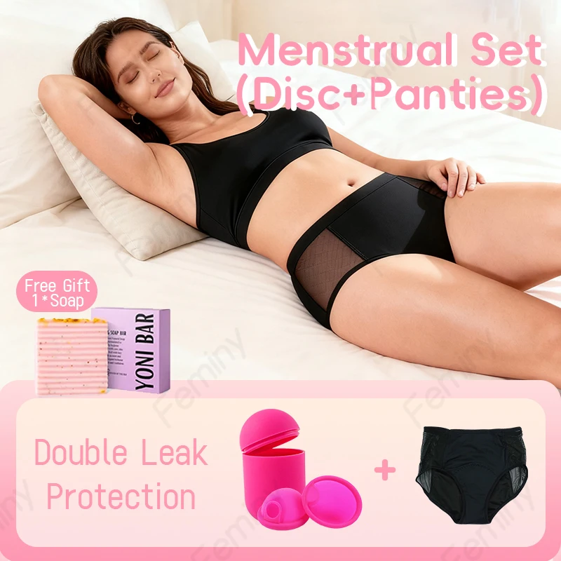 

Medical Grade Silicone Menstrual Disc And Menstrual Panties Underwear Set With Case Menstruation Woman Personal Care Product