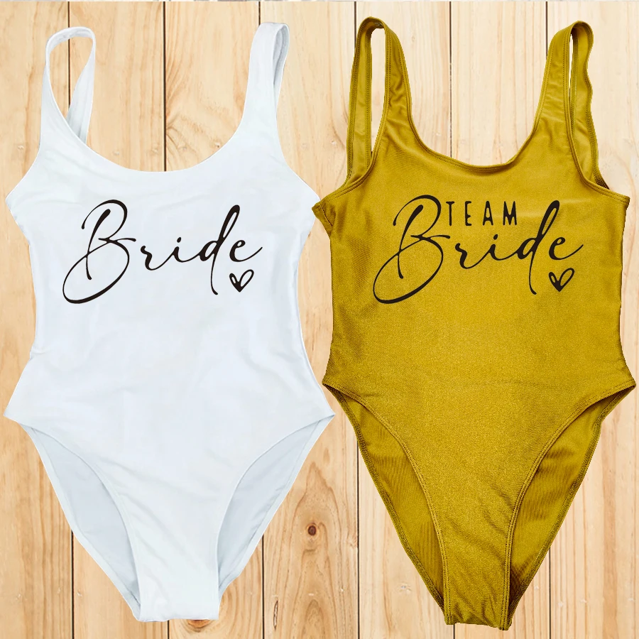 2024 New S-3XL Team Bride One-Piece Swimsuit Squad Woman Green Swimwear Bachelorette Party Swimsuits Beatchwear Bathing Suit