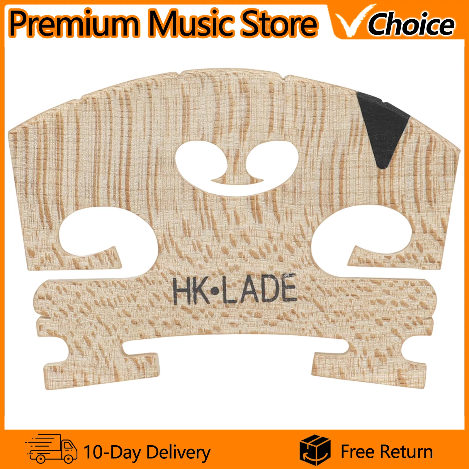 HK·LADE Violin Bridge 4/4 Premium Handcrafted Maple Wood Polished for Violin Replacement Parts String Instrument Accessory