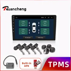 USB Android TPMS Car Tire Pressure Alarm Monitor System For vehicle Android player Temperature Warning with four sensors
