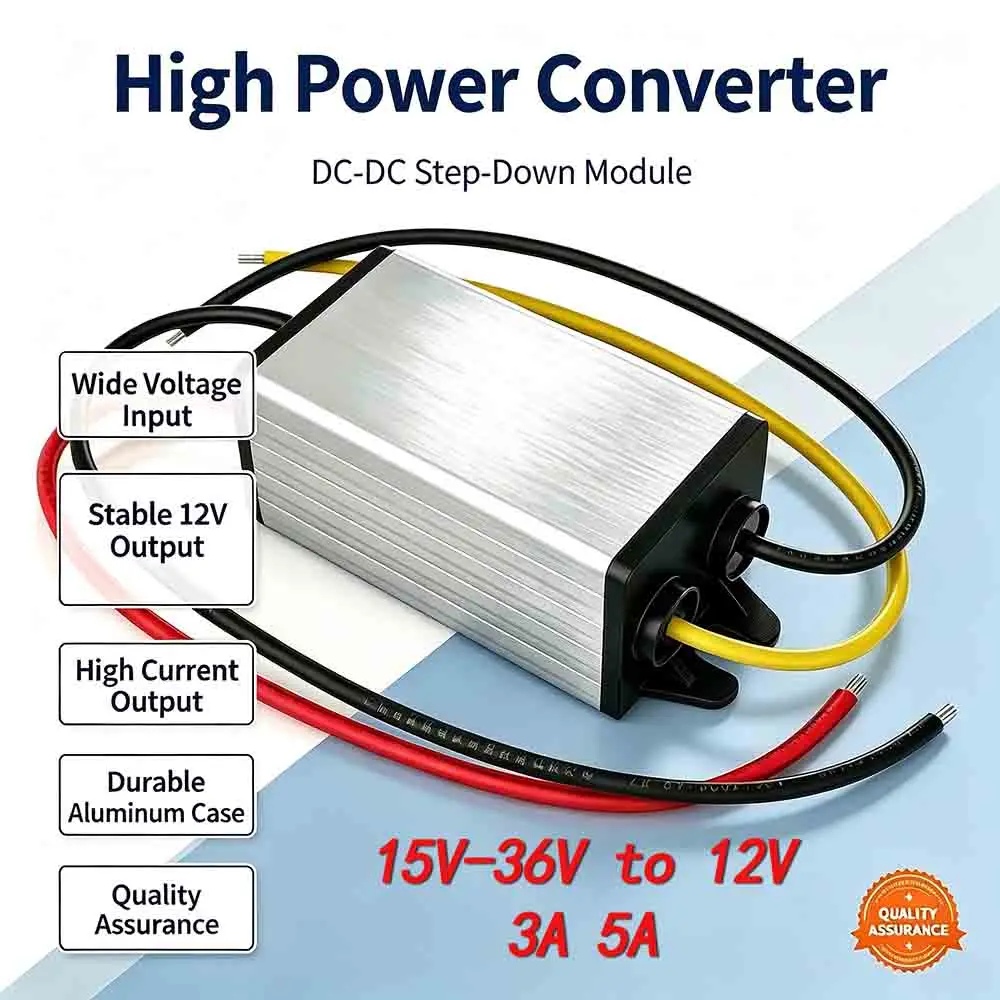 15V-36V to 12V 5A 3A Buck Model Converter Waterproof CE DC-DC 24V to 12V Car Power Module Step-Down Converter