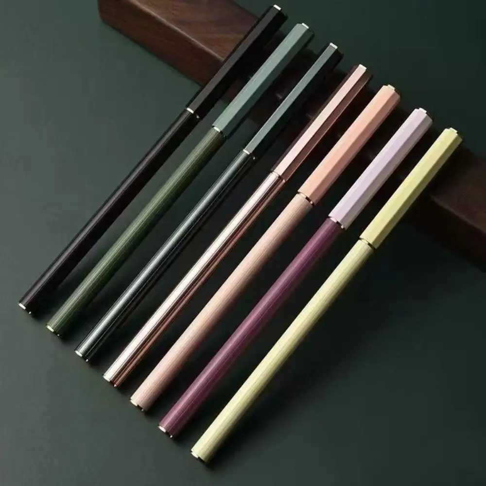 Soft Morandi Calligraphy Brushes Metal Rod Reusable Regular Script Brush Multi-purpose Weasel Hair Pen-type Brush Student