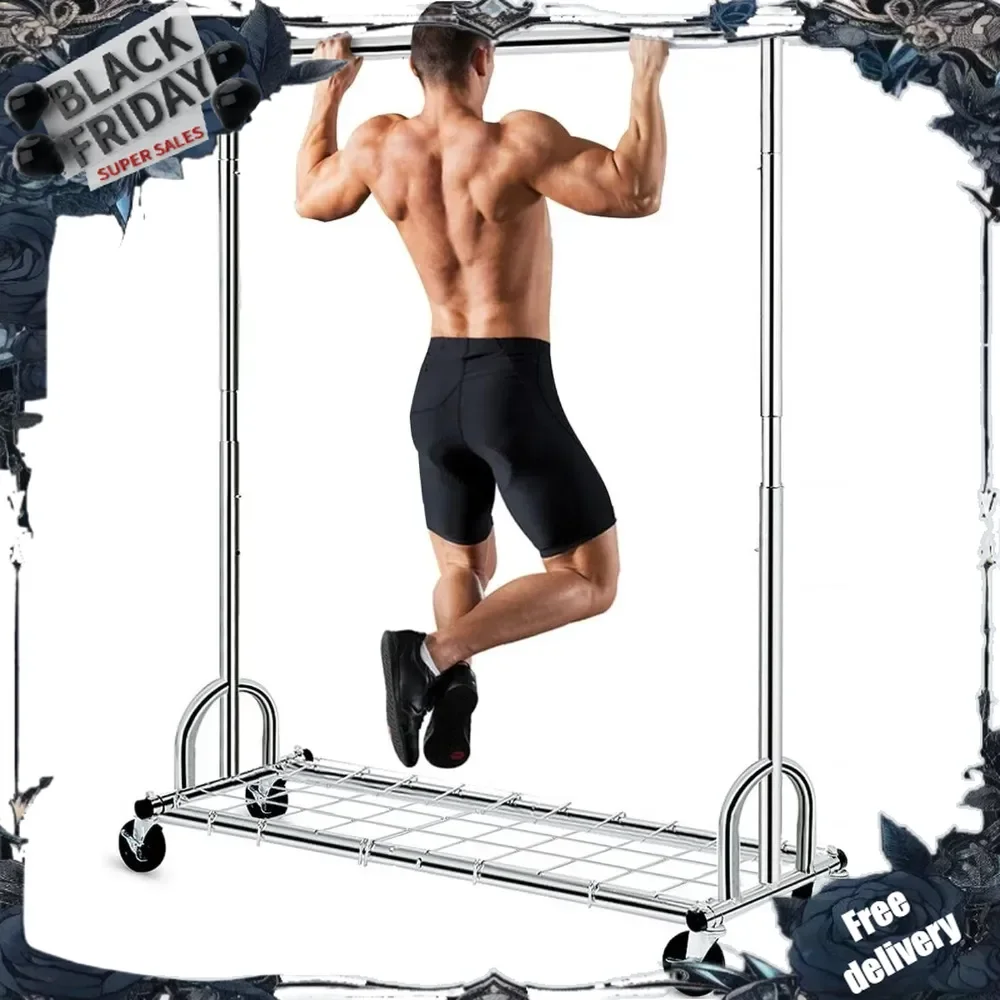 

Clothing Garment Rack Capacity 450 lbs Clothing Racks on Wheels Rolling Clothes Rack for Hanging Clothes Heavy Duty Col