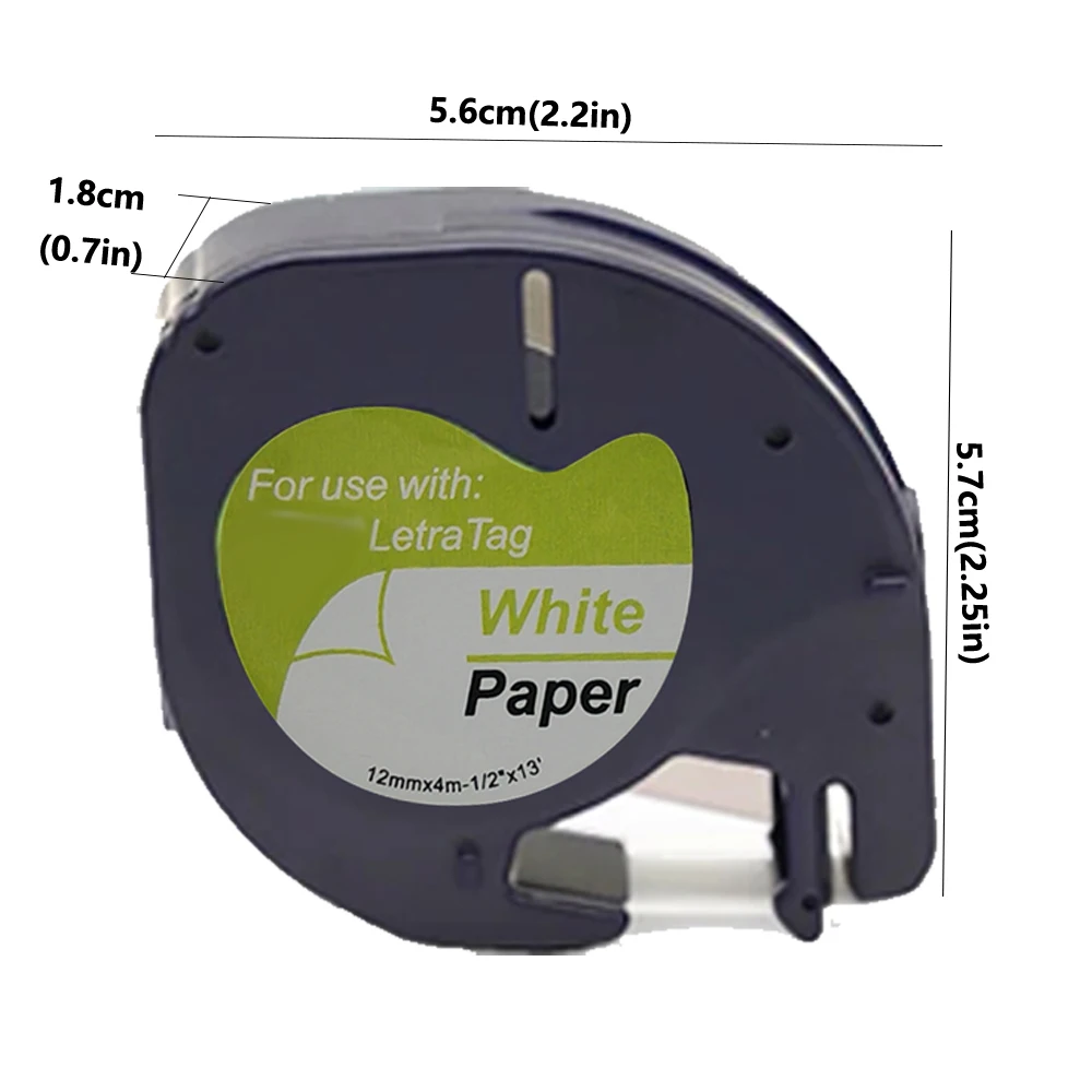 91201, 91200, Wonfoucs Paper White Label Tape, 12mm X 4m, Compatible with Dymo Letratag Refill, Label Making Tape, 91331 91330 view 3