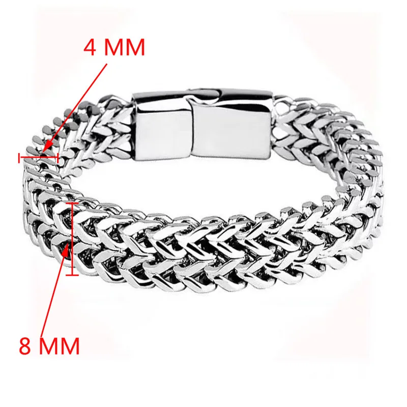 8MM Stainless Steel Cuban Chain Bracelets for Men Miami Cuba Bracelet Men\'s Wristband Jewelry Hand Chains With Magnetic Clasp