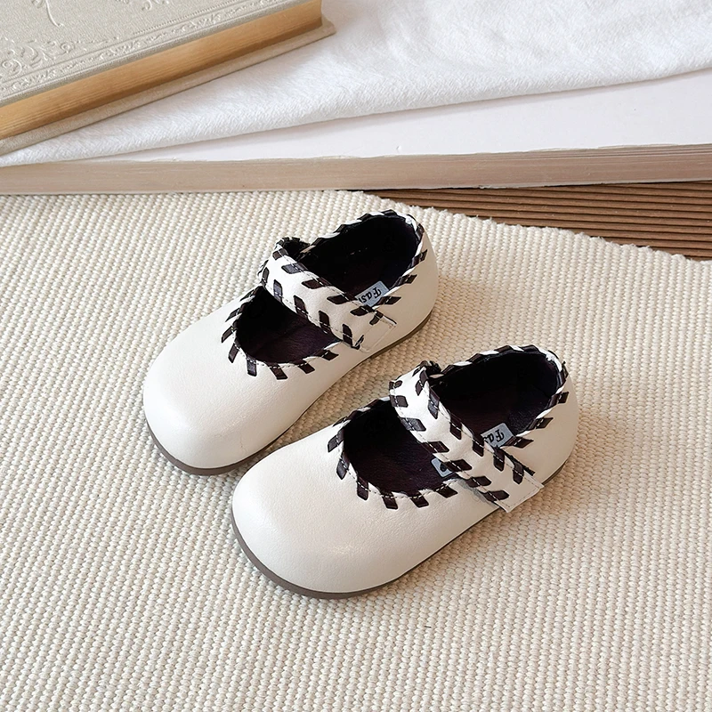 Spring Autumn New Little Girls Leather Shoes Retro Style Children Mary Jane Shoes Round-toe School Soft Kids Causal Flat Shoes
