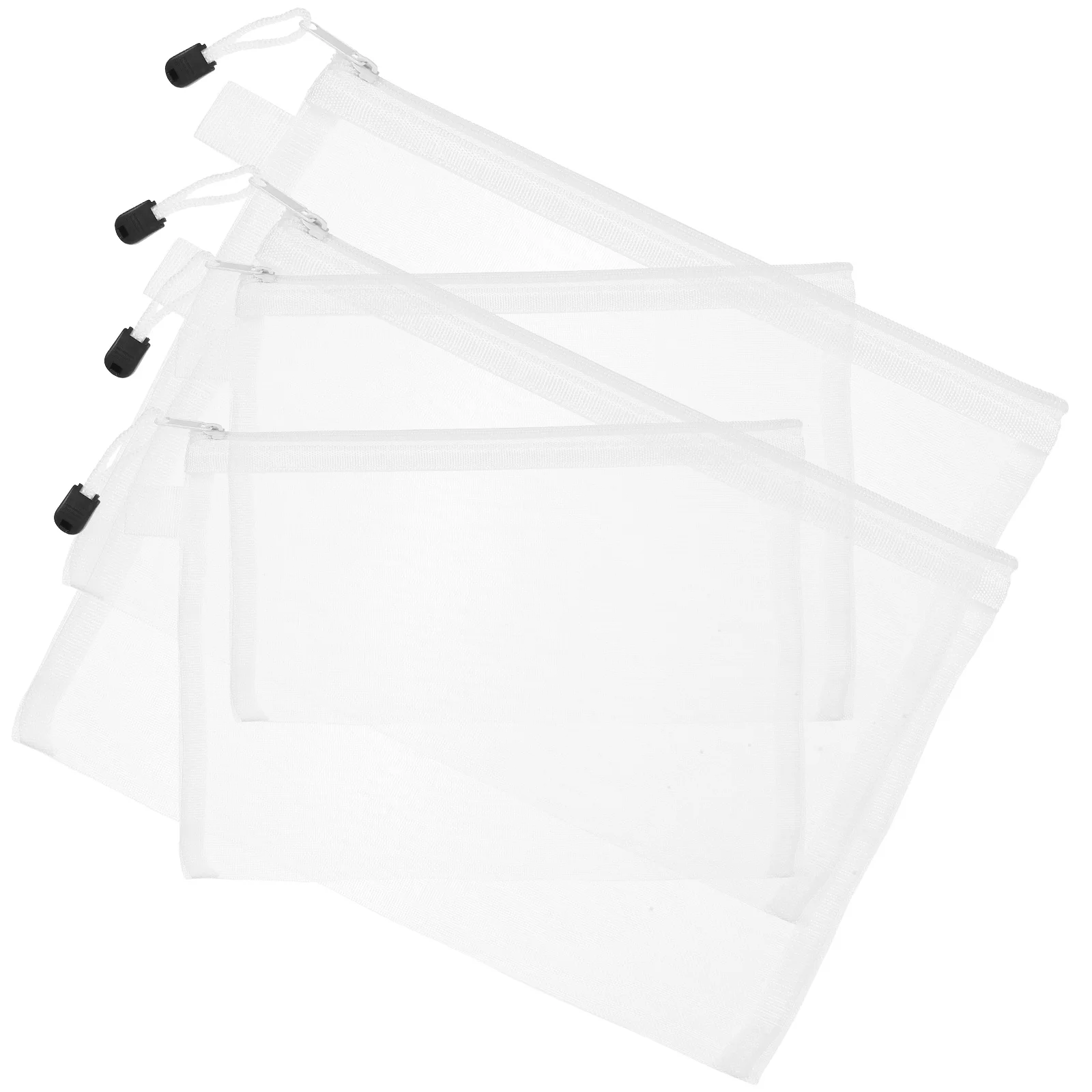 

4 Pcs Mesh Zipper Pouch A4 A5 A6 Document Bag Waterproof File Folder Office Supplies Pen Case Large Medium 2 Pcs Each