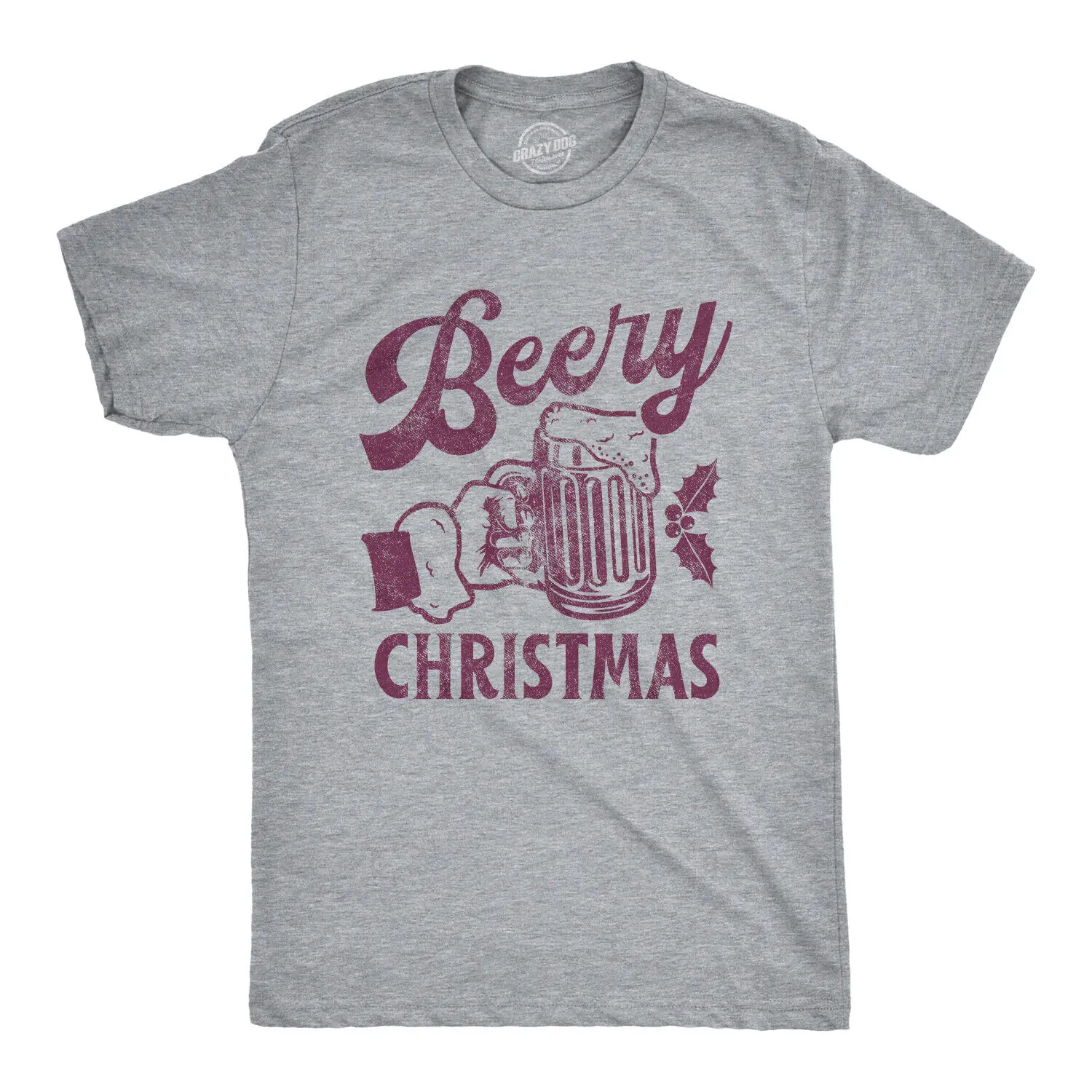 

Mens Beery Christmas Tshirt Funny Holiday Xmas Beer Brew Graphic Tee