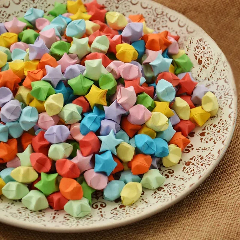 100 Piezas de Estrellas de Origami Coloridas Decorativas, Estrellas Plegables de Origami Surtidas, Producto Terminado para Manualidades y Proyectos de Arte