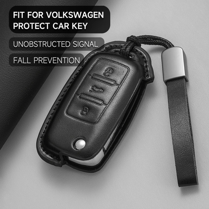 Leather Car Key Cover Case Protection Shell For VW Volkswagen Polo Tiguan Passat B5 B6 B7 Jetta Lavida Golf 4 5 6 MK4 MK5 MK6