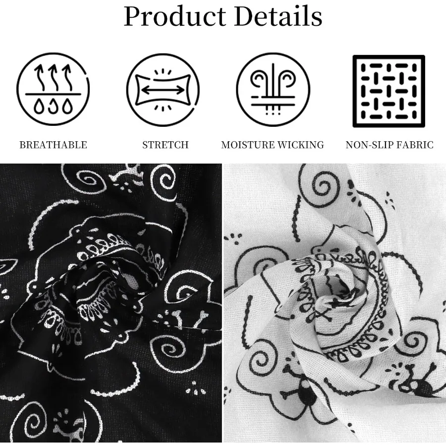 100 قطن باندانا قرصان للرجال - منديل بتصميم جمجمة لحفلات القراصنة وعصابة رأس رياضية للمغامرة الخارجية كاجوال