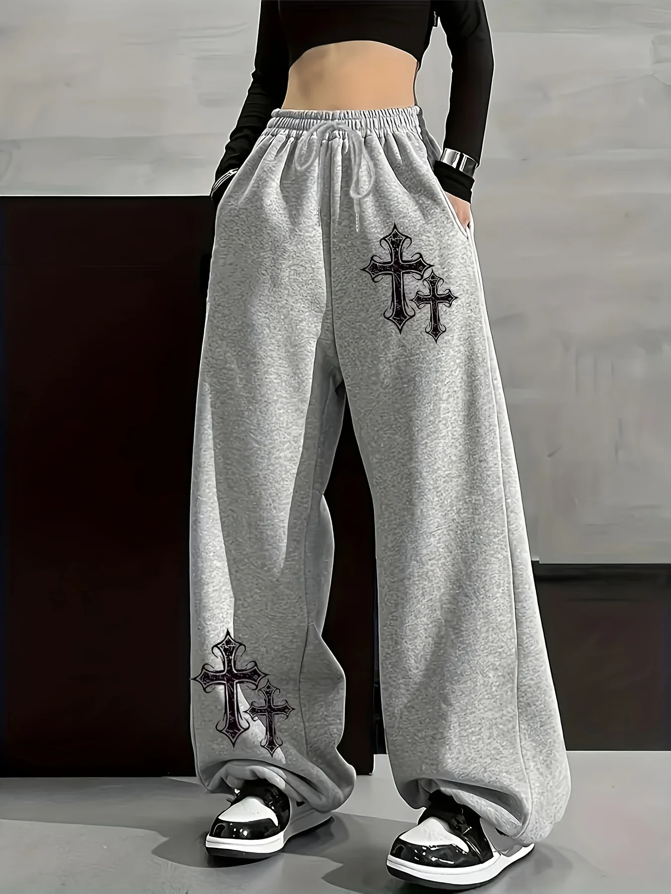 Pantalones de terciopelo informales y a la moda para mujer para otoño e invierno, pantalones deportivos monocromáticos, pantalones deportivos sueltos informales