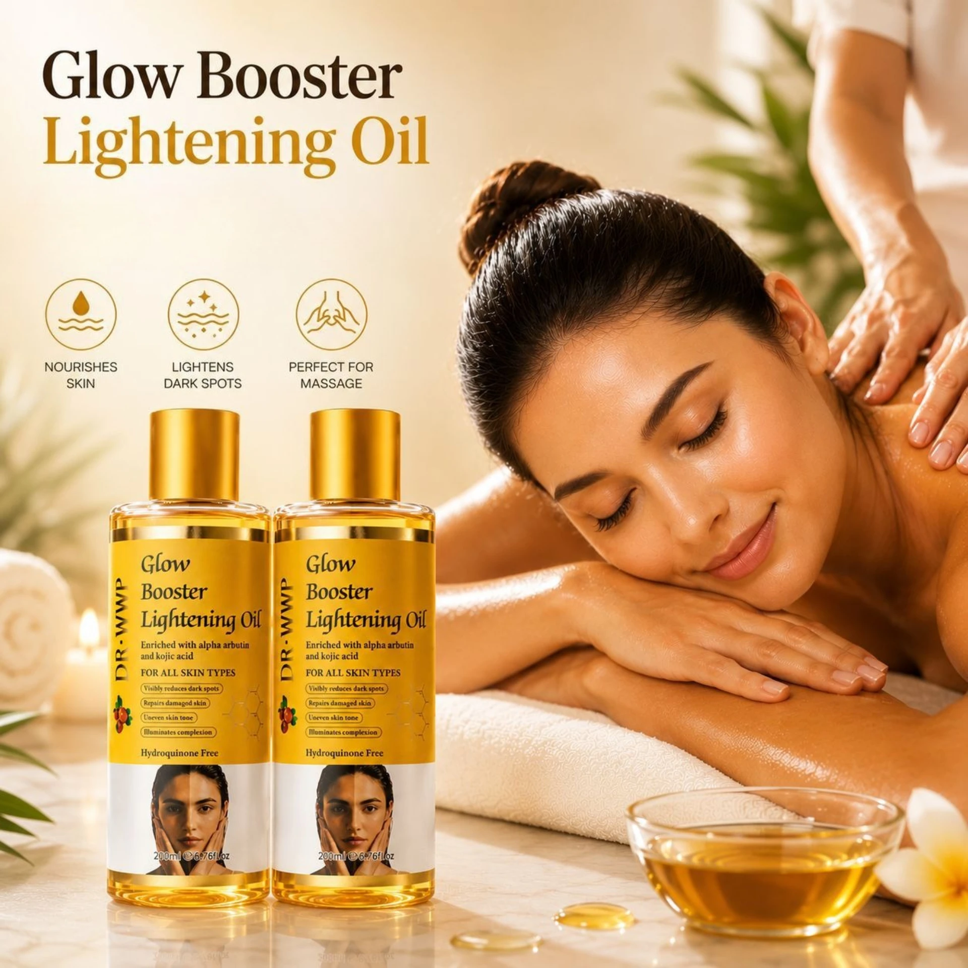 Arbutin Essential Oil Body Massage Facial Body Firming Shrink Pores Brightening Skin Tone SPA Moisturizing Massage Skincare