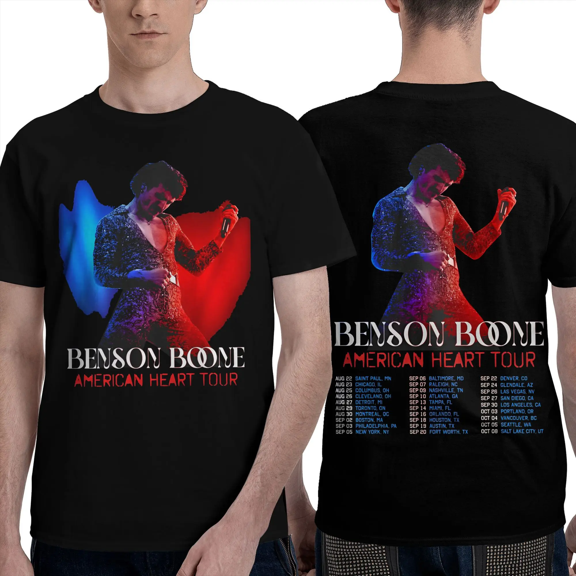 

Vintage T-Shirt Bensons Boones American Heart Tour 2025 Cotton T-Shirts Novelty Tee Shirt Men Summer Casual Short Sleeve Tops