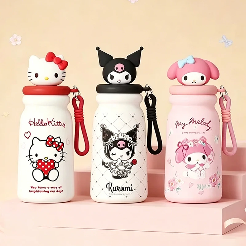 X&W Hello Kitty Thermos Mug Cartoon Water Cup for Kids Leak-proof Beverage Cups Outdoor Travel Camping Drinkware for Kids