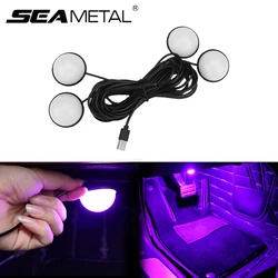 SEAMETAL Car Floor Ambient Light Universal USB Interior Atmosphere Lamp Car Door 4 Led Bulbs Decorative Light for Auto Styling