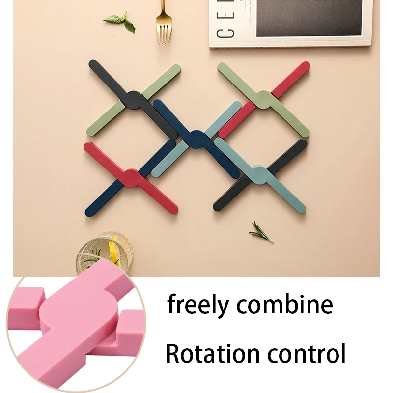 Silicone X Shaped Heat Resistant Pad Foldable Non-Slip Pot Pan Mat Table Placemat Dish Plate Cross Holder Coaster Kitchen