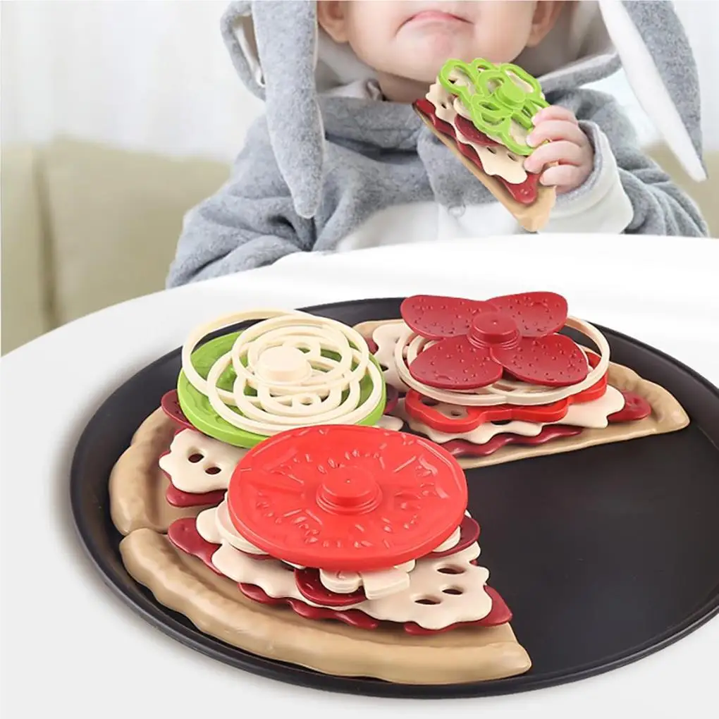 Simulation Pizza Toy Early Learning High-strength Wear-Resistant Fake Pastry Plastic Food Toys Set School Kids Christmas gift