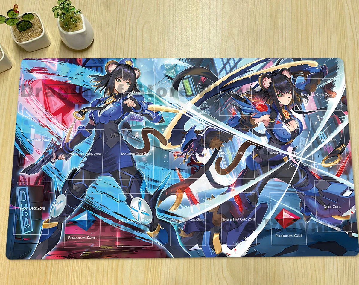 Yugioh K9 - # 17 Izuna Playmat K9 - # 17 "Ripper" TCG CCG Mat Board Game Duel Pad Trading Card Game Mat Karet Mouse Pad Tas Gratis