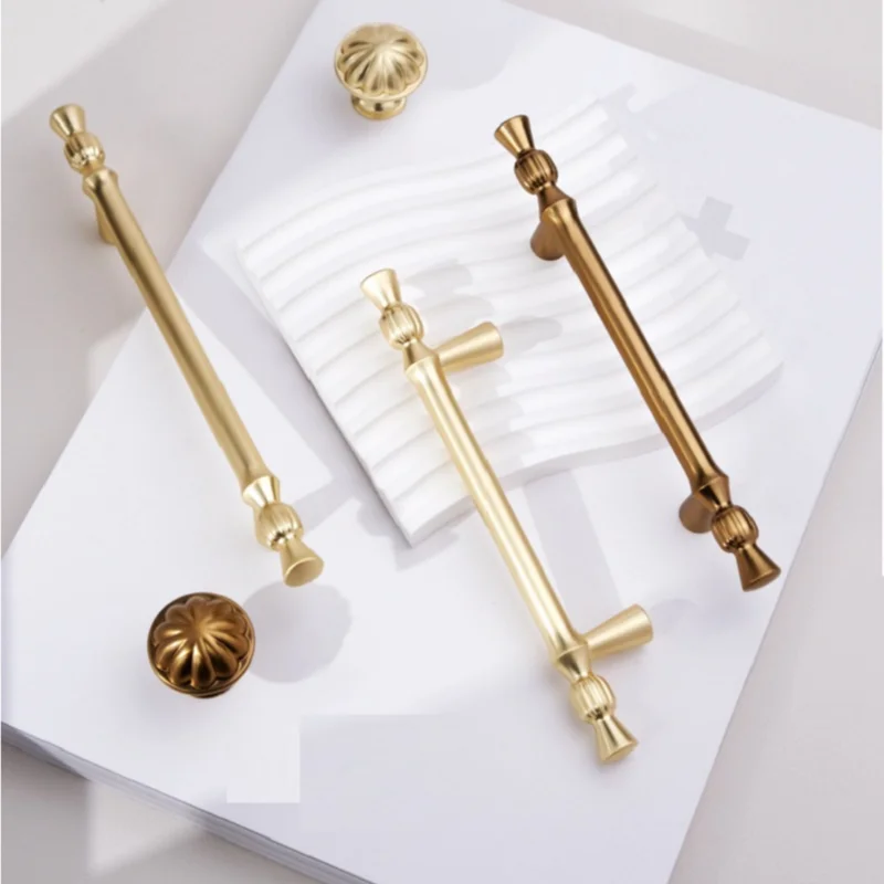 

Modern Minimalist Wardrobe Door Handles French High-end Light Luxury Golden Cabinet Handle Drawer Knob Handles for Furniture