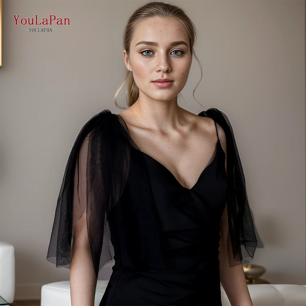 YouLaPan G40 Wedding Shoulder Veil for Wedding Wrap Party Bolero Women Bride Cape Wedding customizablOrganza Cape Tulle Cape