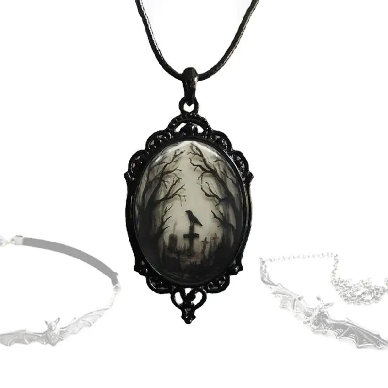 Gothic Vintage Bat Crow Choker Pendant Necklace Halloween Witch Jewelry Gift For Women Girl New Fashion Gift Accessories