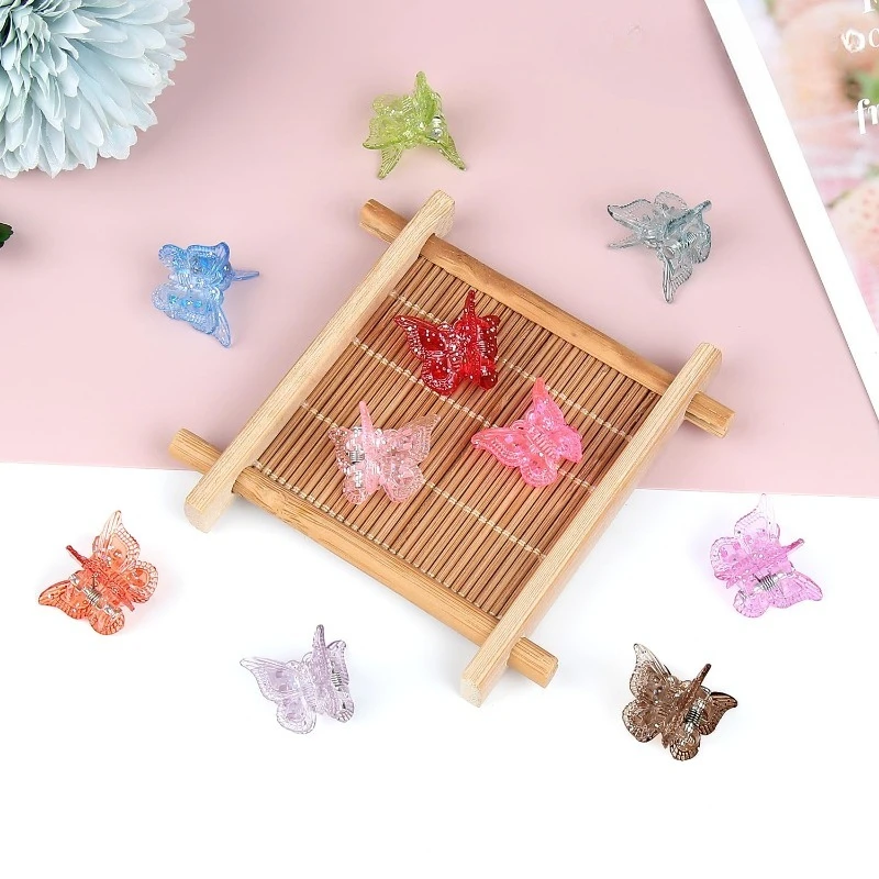 Glitzernde Mini-Schmetterlings-Haarklammern, glitzerndes, farbenfrohes Haar-Accessoire für Mädchen und Frauen, Y2KSet mit 30 Stück (Glitzer) – Detail 5