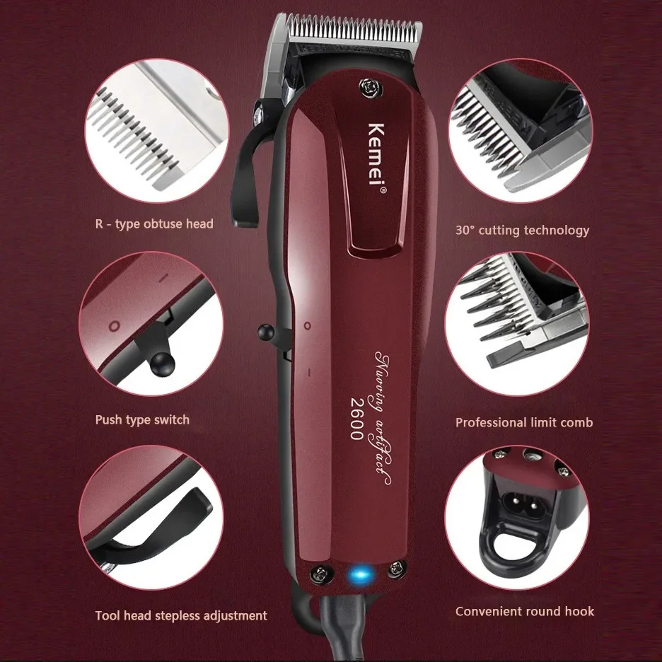 kemei 2600 professional barber shop hair clipper for men electric hair trimmer fade hair cutting machine salon haircut tool