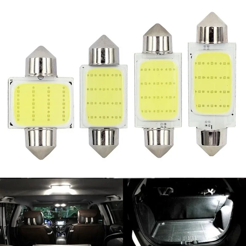 1-6Set C10W C5W LED COB Festoon 31mm 36mm 39mm 41mm 12V White Bulbs For Cars License Plate Interior Reading Light 6500K 12SMD