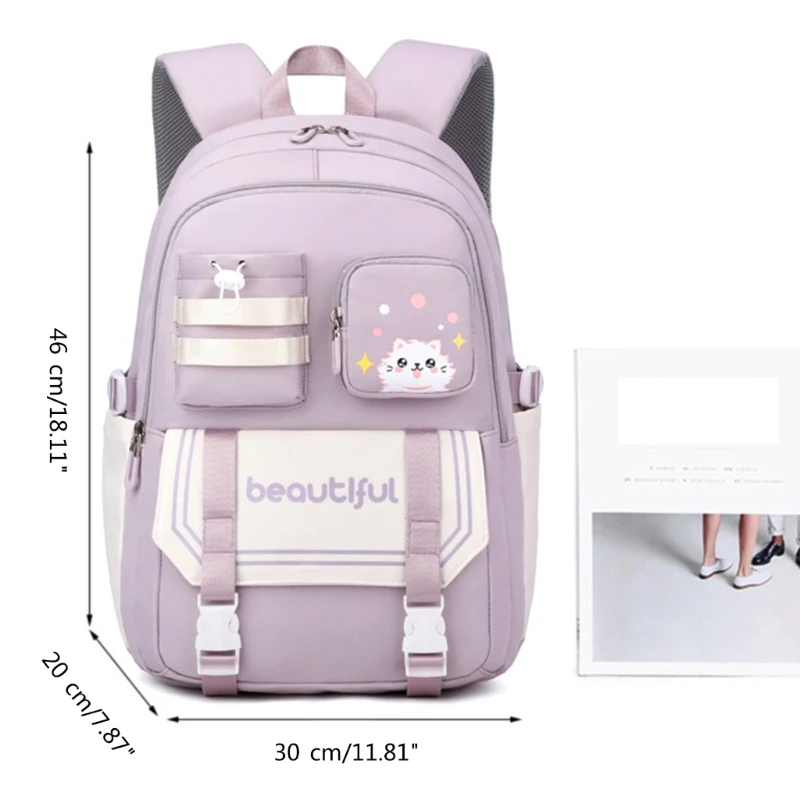 Mochila elegante coreana para niñas, bolso escolar capacidad, mochila informal