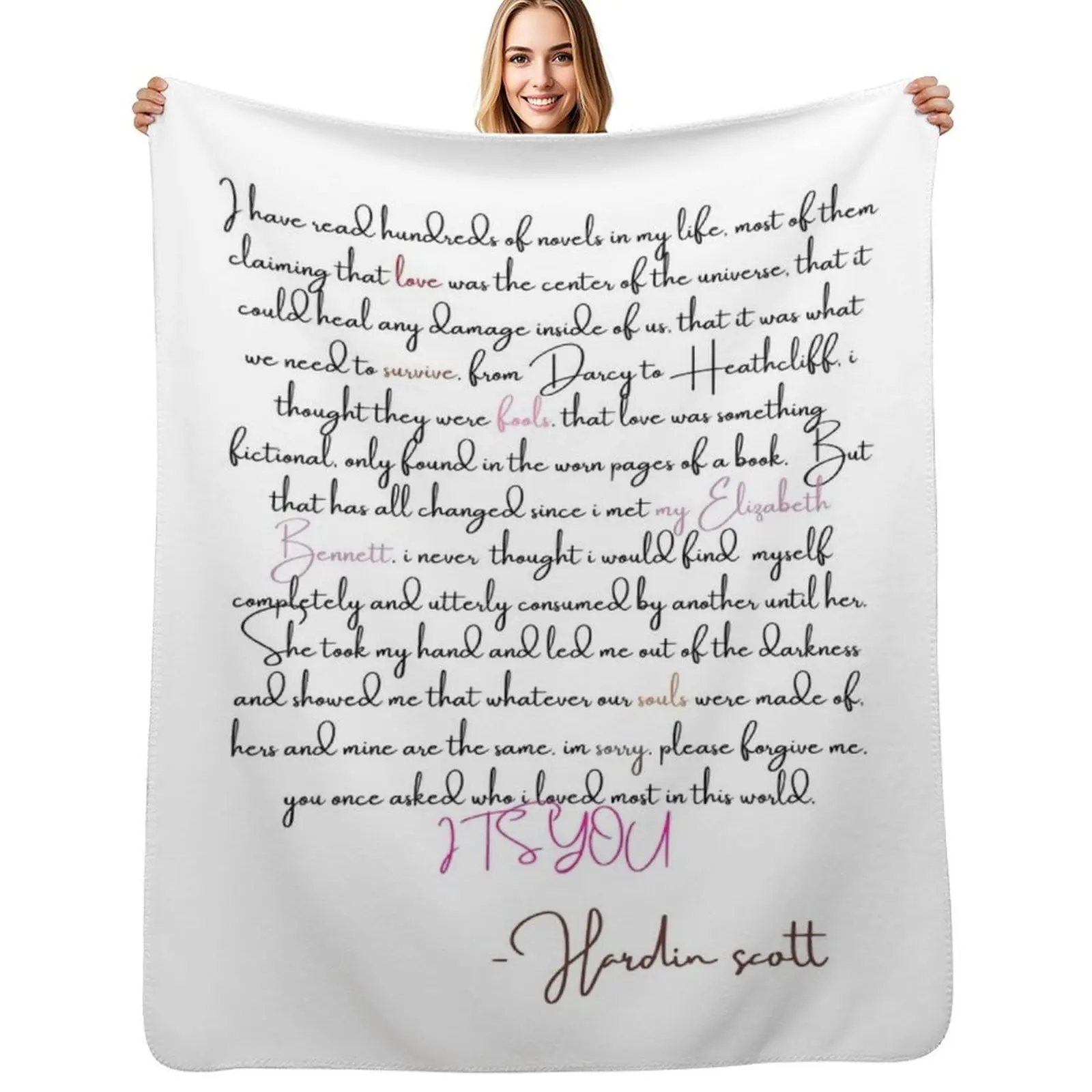 

Hardin Scott's Letter to Tessa Throw Blanket Stain Resistant Cozy Warm Blanket