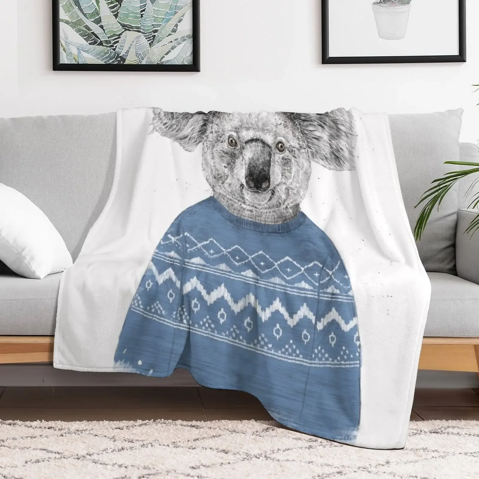 Winter koala Throw Blanket For Sofa Thin cosplay anime Retros Blankets