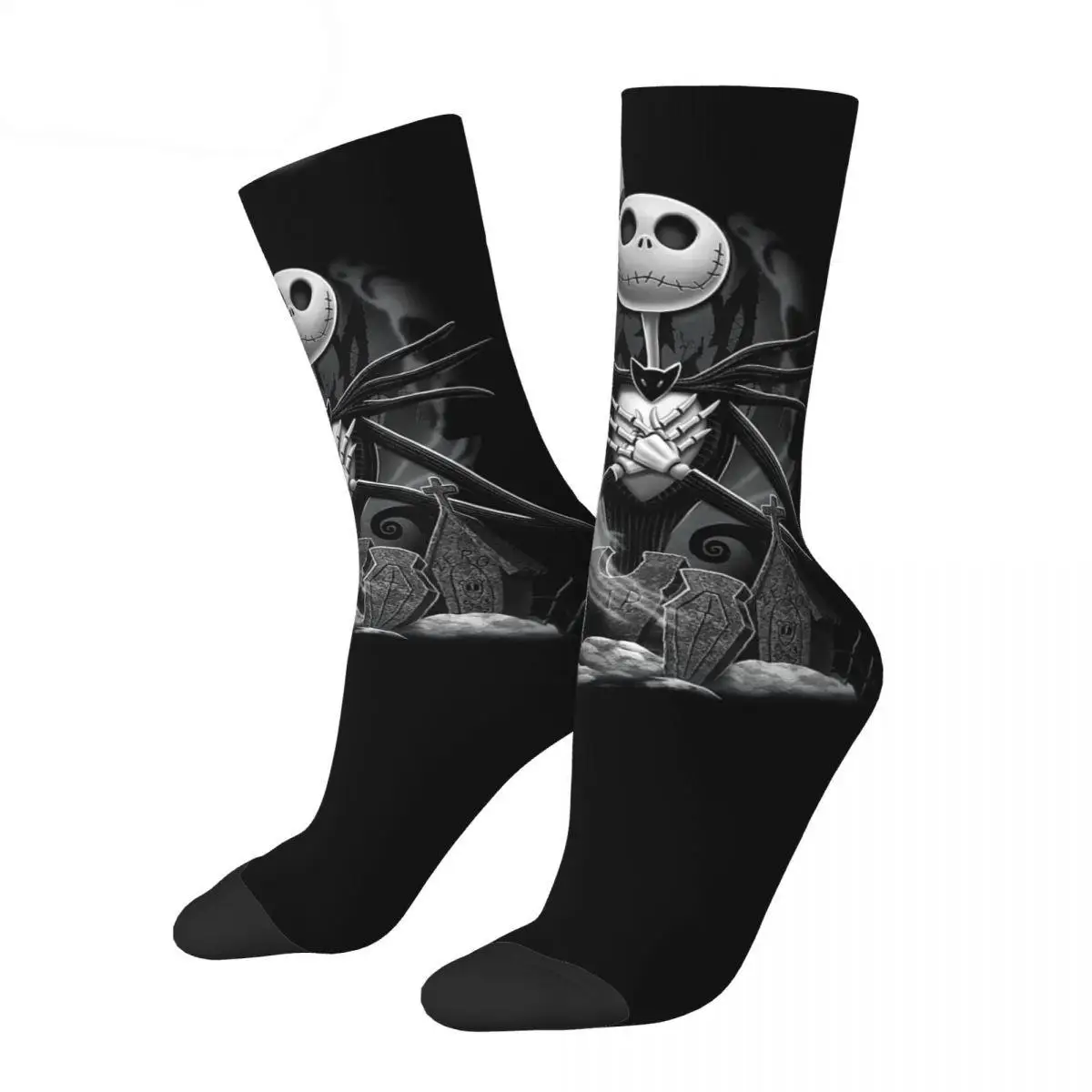 Cool New Nightmare Before Christmas Skateboard Socks Jack Night Scene Polyester Crew Socks for Women Men Breathable