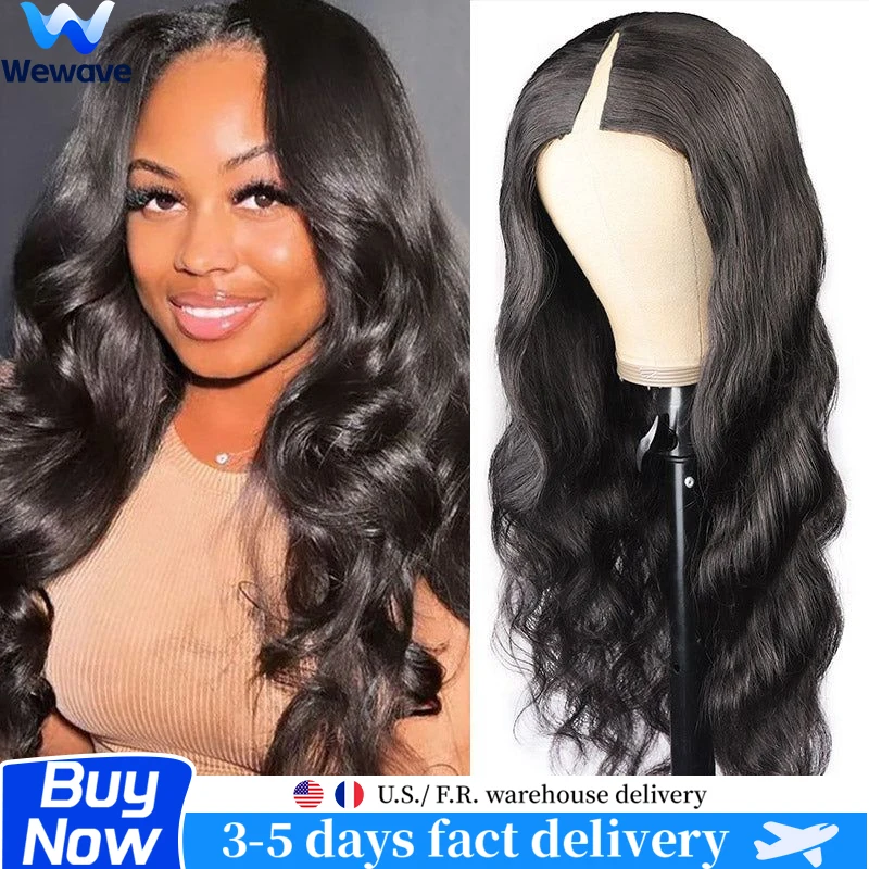 

Парик из натуральных волос Wewave 1B Black Body Wave с V-образным дизайном, удобный, легкий, для женщин, естественный повседневный образ.