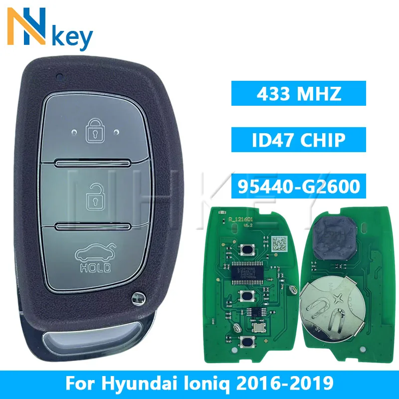 

NHKEY 95440-G2600 3 кнопки умный дистанционный автомобильный брелок 433 МГц ID47 чип для Hyundai Ioniq 2016-2019