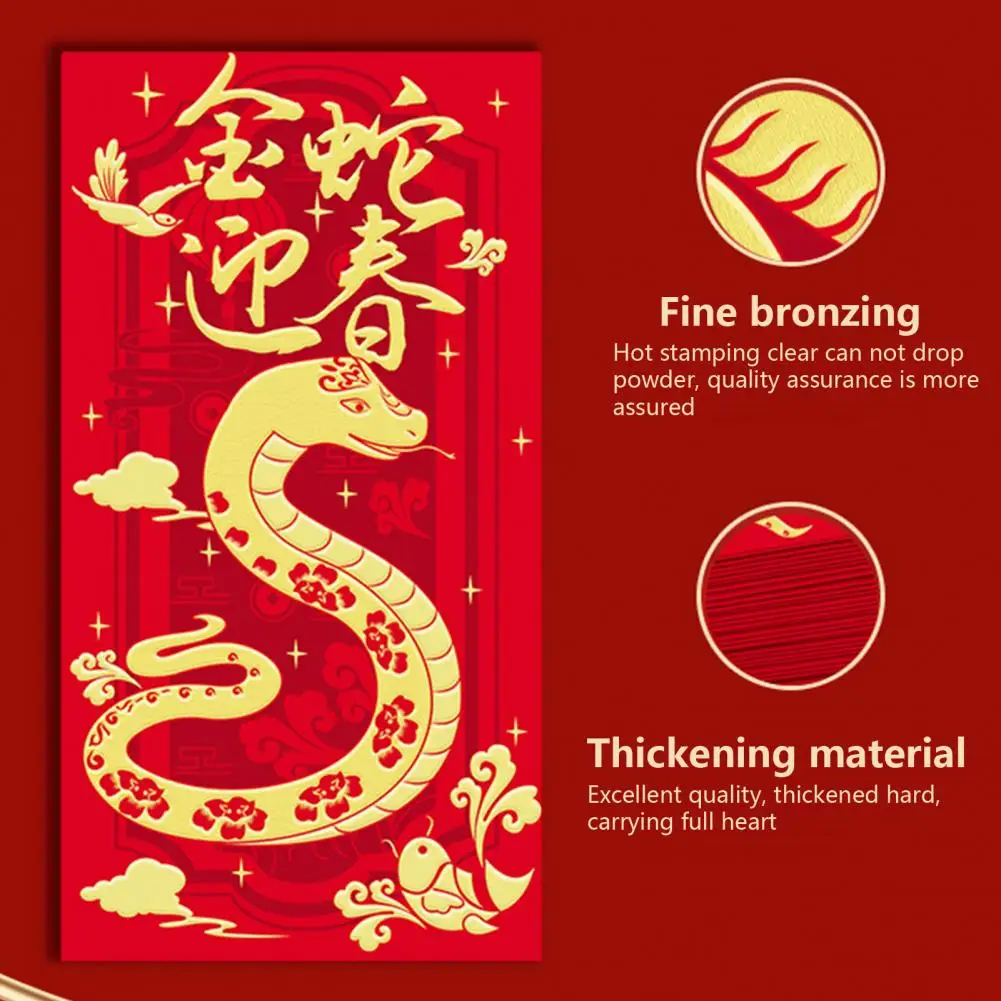 

Chinese New Year Envelopes Festive Money Gift Envelopes 2025 Year of Snake Envelopes Set for Lunar New Year 6pcs for Spring