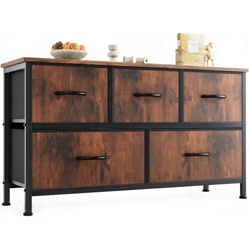 

Authenticity guarantee.Dresser for Bedroom with 5 Drawers, Wide Chest of Drawers, Fabric Bedroom Dresser with Drawer Organizers
